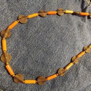 18" Jasper, Agate, and copper metal bead necklace